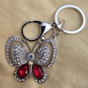 Butterfly 🦋 Keychain, beautiful inlayed crystals, Approx 2x2 inches, NWT